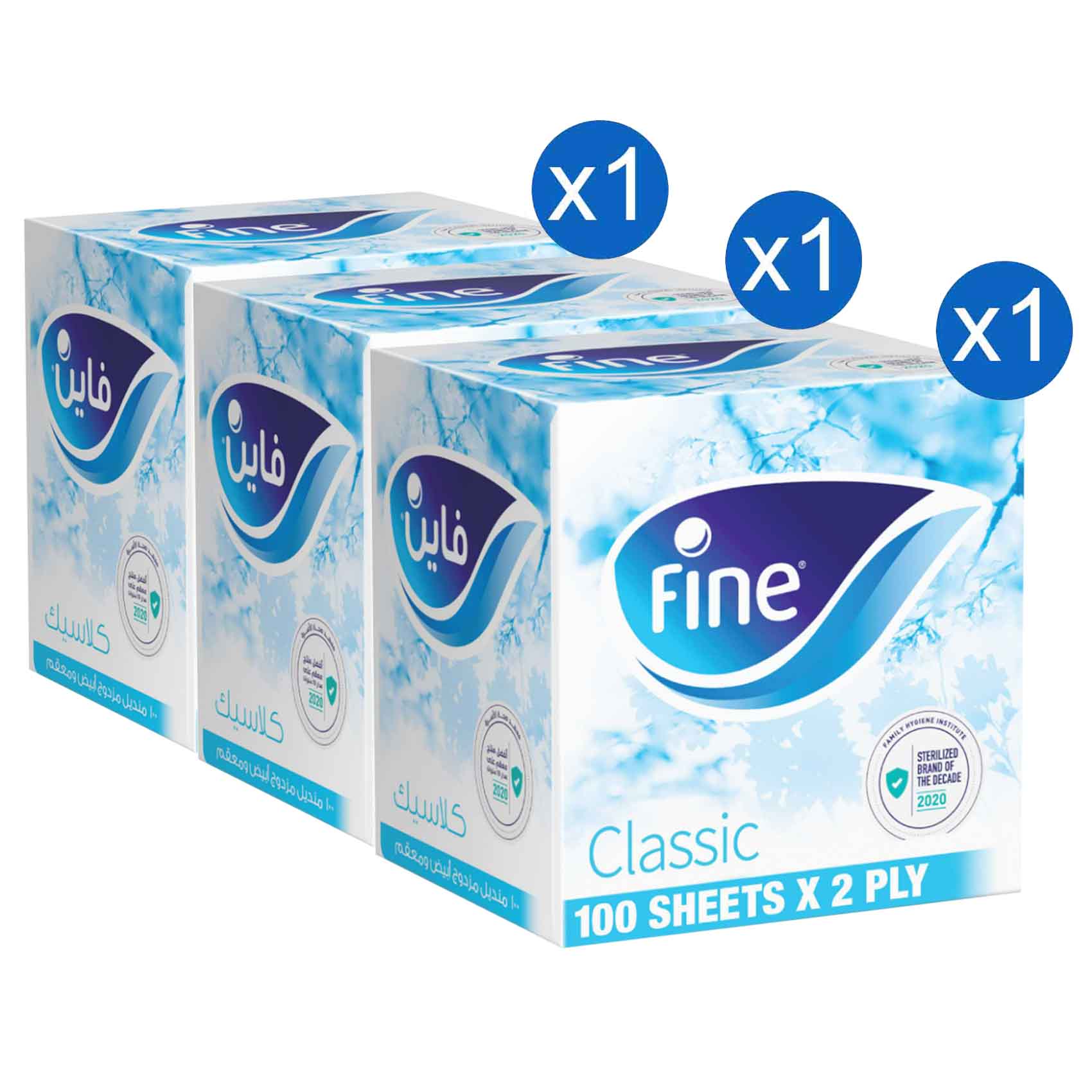 Fine Special Facial Tissues, 100 Sheets, Pack of 3