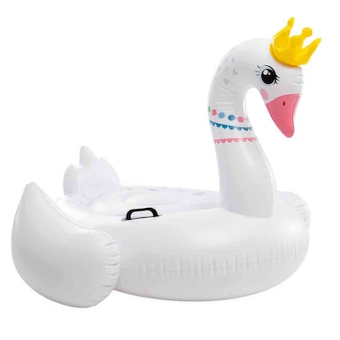 Intex Majestic Swan Ride-On Inflatable Pool Float with Dual Handles and Stable Multi-Chamber Design