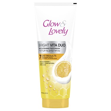 Glow and Lovely Bright Vita Duo Brightening Face Wash with Niacinamide, Vitamin C and Natural Lemon Juice, 100ml