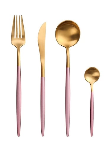 HOME 4-Piece Stainless Steel Cutlery Set Pink/Gold