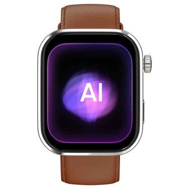 Noise ColorFit Pro 6 Max Smartwatch, 1.96 Inch AMOLED Display Bluetooth Calling AI Watchfaces, Brown Leather Strap