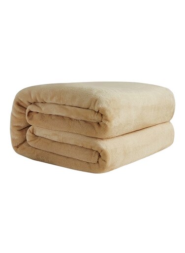 Super Soft Light Weight Plain Single Bed Blanket Flannel Beige 160x200cm