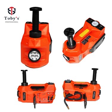 توبّي جهاز رفع سيارات هيدروليكي كهربائي 4 في 1، 5 طن، مع منفخ إطارات ومفتاح صدمات ومجموعة أدوات طوارئ للطريق