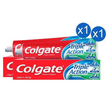 Colgate Triple Action Original Mint Toothpaste 125ml, Pack of 2