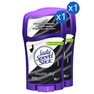 Lady Speed Stick Invisible Dry Powder Fresh Deodorant Stick 40g, Pack of 2