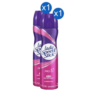 Lady Speed Stick Pro 5 Antiperspirant Deodorant Spray 150ml, Pack of 2