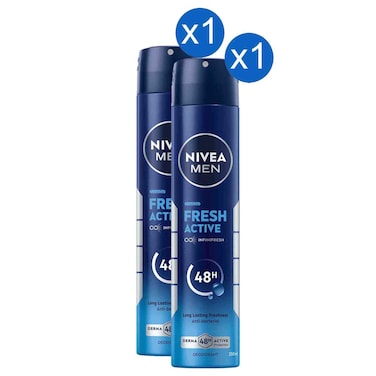 NIVEA Men Fresh Active Deodorant Spray 200ml, Pack of 2