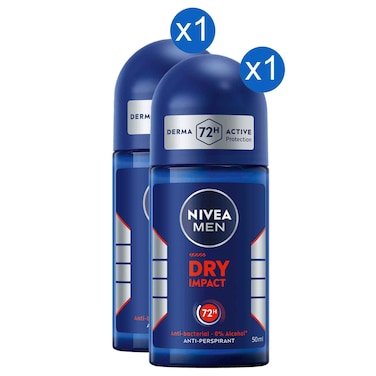 نيفيا للرجال مزيل عرق جاف مضاد للتعرق، بكرة دوارة، 50 ملل، حزمة من 2