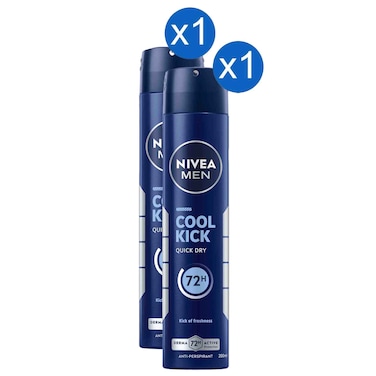 NIVEA Men Cool Kick Anti-Perspirant Deodorant Spray 200ml, Pack of 2
