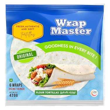 راب ماستر الأصلية تورتيلا بالدقيق، 25 سم، 420 غ، 6 لفائف