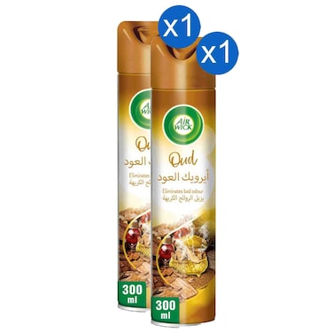 Air Wick Air Freshener Oud Fragrance Eliminates Bad Odour Room Spray, 300ml, Pack of 2