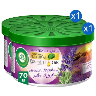 Air Wick Scented Gel Air Freshener Lavender Meadow with Natural Essential Oils, 70g, Pack of 2