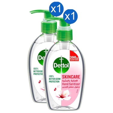 Dettol Skincare Instant Hand Sanitizer with Moisturizers Floral Fragrance, 200ml, Pack of 2
