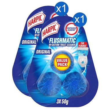 Harpic Flushmatic In Cistern Toilet Cleaner Original 50g, 3 Cleaner, Pack of 2