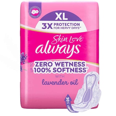 Always Skin Love XL Sanitary Pads with Lavender Oil, 24 Count