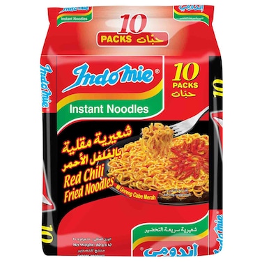 نودلز إندومي سريعة التحضير بنكهة الفلفل الأحمر الحار المقلي، 80 غرام، حزمة من 10