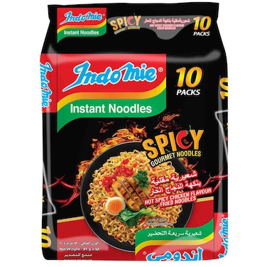 نودلز إندومي سريعة التحضير بنكهة الدجاج الحار، 83 غرام، حزمة من 10