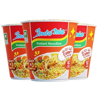 Indomie Instant Noodles Cup Curry Flavour 82g, Pack of 3