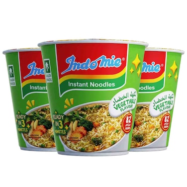 Indomie Instant Noodles Cup Vegetable Flavour 82g, Pack of 3