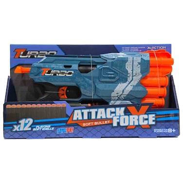 تيربو مسدس رصاص ناعم Turbo X-Force 14 مع سهام إسفنجية وتصميم متعدد الفوهات