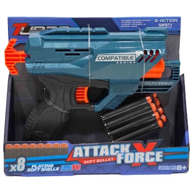 تيربو مسدس لعبة Turbo X-Force Soft Bullet Gun Blaster مع سهام إسفنجية وإعادة تعبئة سريعة الحركة