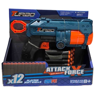تيربو مسدس لعبة  X-Force Soft Bullet Blaster مع سهام إسفنجية ولعب سريع الحركة