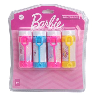 Barbie Bubble Bottle, Colorful Bubble Solution Set with Wands, Pack of 4