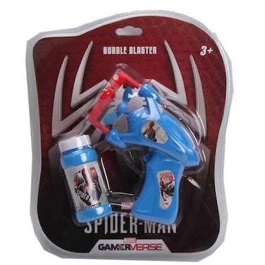 Spider-Man Game Verse Bubble Blaster Toy, Handheld Bubble Gun with Solution Bottle