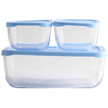 باشاباهتشي سنو بوكس حاويات تخزين طعام زجاجية ​​مع غطاء 3 قطع