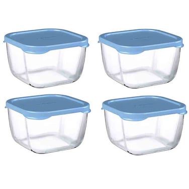 Pasabahce Snowbox Glass Food Storage Containers with Lid, 4 Unit Set