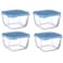Pasabahce Snowbox Glass Food Storage Containers with Lid, 4 Unit Set