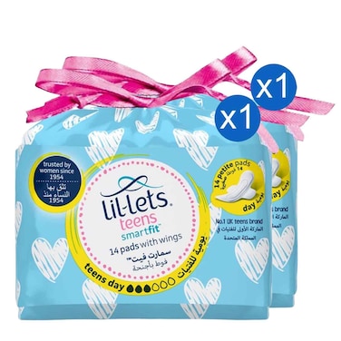 ليلي-ليتس فوط صحية للمراهقات الترا نحيفة مع أجنحة، 14 فوطة، حزمة من 2