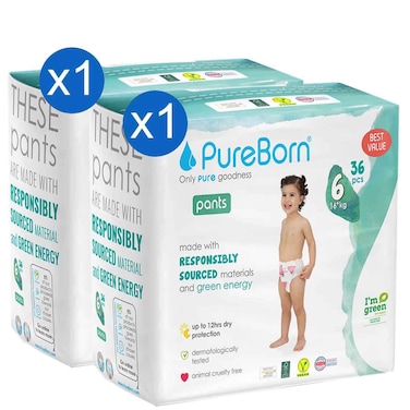 PureBorn Pull-Up Pants Size 6 XL, 16 Plus kg, 36 Pants, Pack of 2