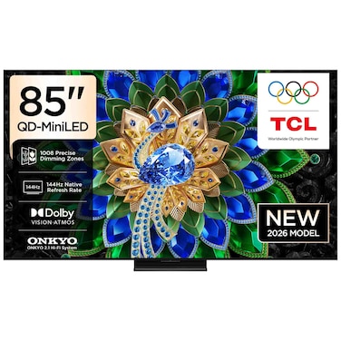 TCL 85-Inch 4K Ultra HD QD Mini LED Smart TV, A400U, Black