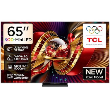 TCL 65-Inch 4K Ultra HD SQD Mini LED Google Smart TV, C8L, Black