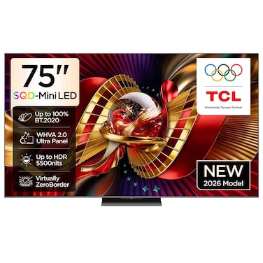 TCL 75-Inch 4K Ultra HD SQD Mini LED Google Smart TV, C8L, Black