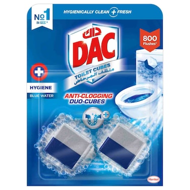 DAC Toilet Cubes Hygiene Blue Water Anti-Clogging Duo Cubes, 100g