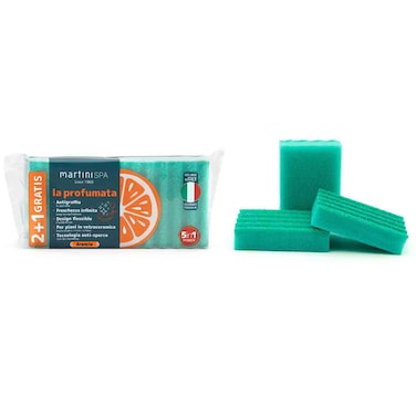 Martini Cellulose Sponge Orange Scented for Dish Cleaning, 3 PCS
