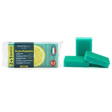 Martini Cellulose Sponge Lemon Scented for Dish Cleaning, 3 PCS