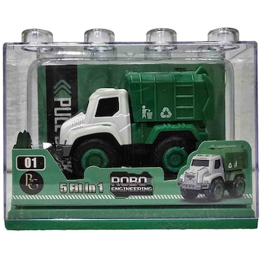 Robo Sanitation Truck Pullback Toy, Green and White