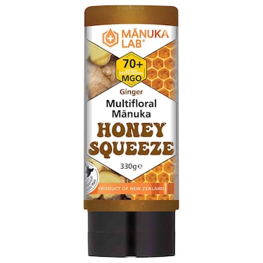 Manuka Lab Multiflora Manuka Honey Ginger Squeeze, 330g