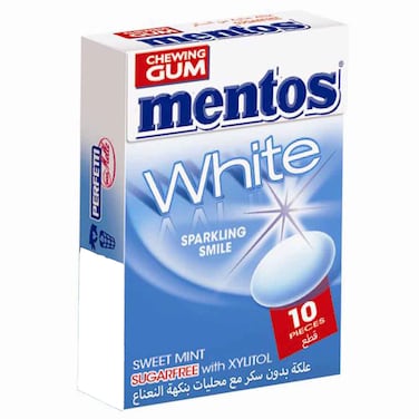 Mentos White Sweet Mint Sugar Free Chewing Gum, 10 Gums