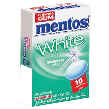 Mentos White Spearmint Sugar Free Chewing Gum, 10 Gums
