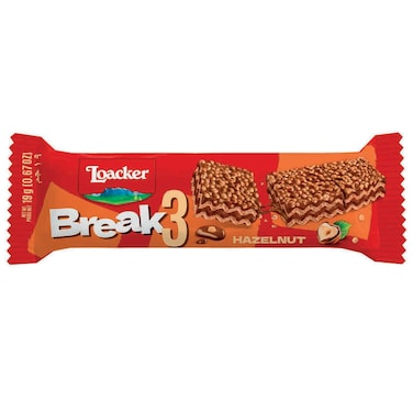 Loacker Break3 Hazelnut Wafer Bar, 19g