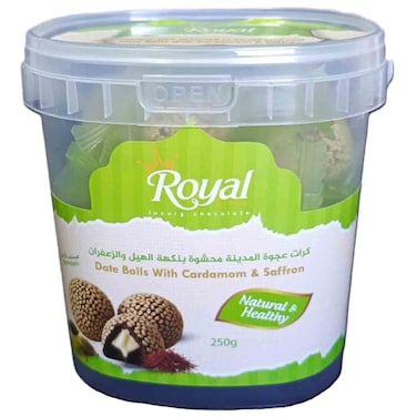 Royal Choco Date Balls Cardamom Date Sweets with Cardamom and Saffron Flavor, 250g