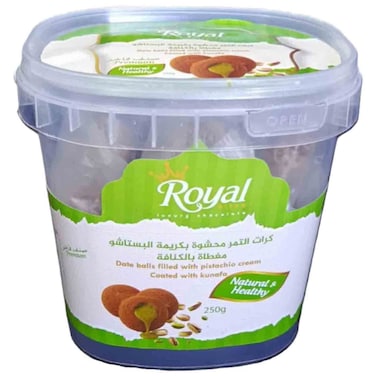 Royal Choco Date Balls Pistachio Cream Filled Dates with Kunafa Coating, 250g