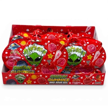 ألينز ساور حلوى حامضة القابلة للمضغ مع جل حامض وقلم بنكهة الفراولة 55 غرام حزمة من 12