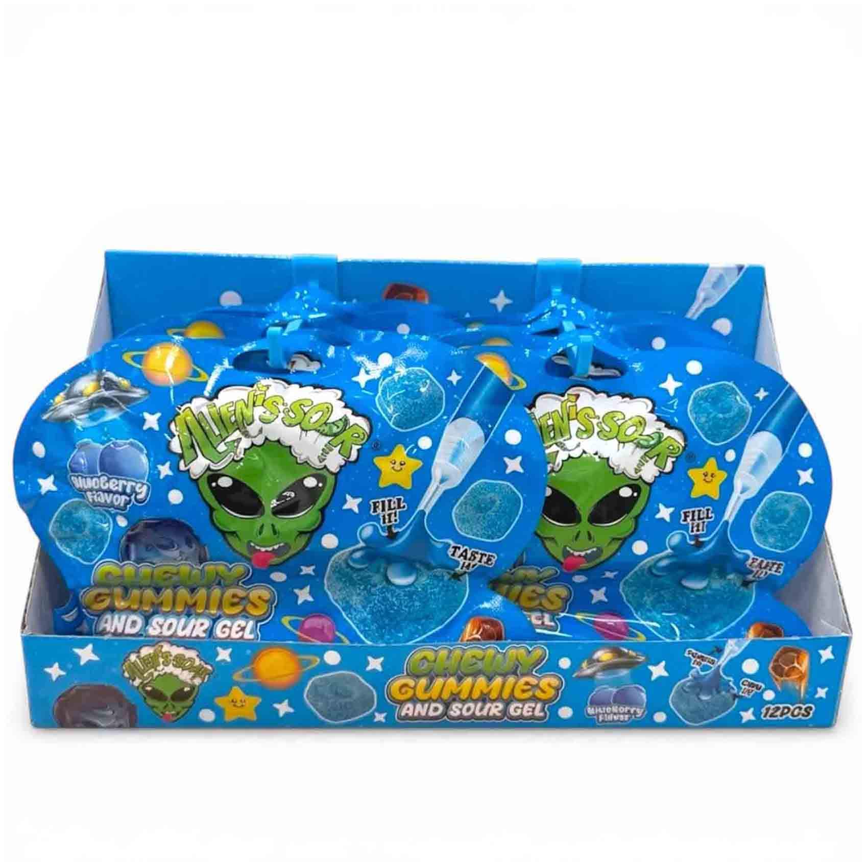 Buy Alien’s Sour Chewy Gummies and Sour Gel Blueberry, 55g, Pack of 12 ...