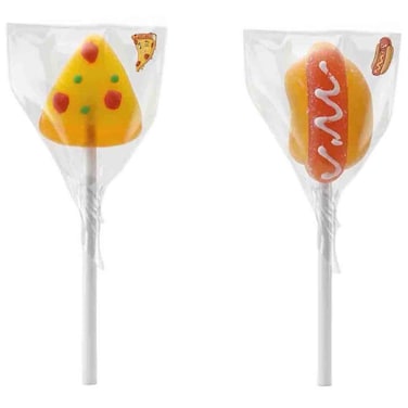 ألينز ساور حلوى مصاصة حامضة على شكل شرائح بيتزا وهوت دوغ 10 غرام