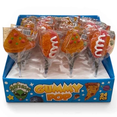 ألينز ساور حلوى مصاصة حامضة على شكل شرائح بيتزا وهوت دوغ 10 غرام حزمة من 24